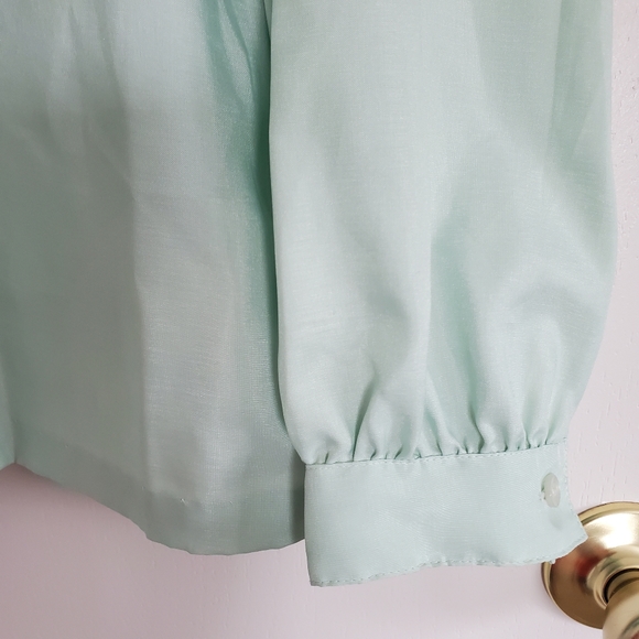Vintage Silkhana Button Front Shirt 14 Mint Green - Picture 4 of 11